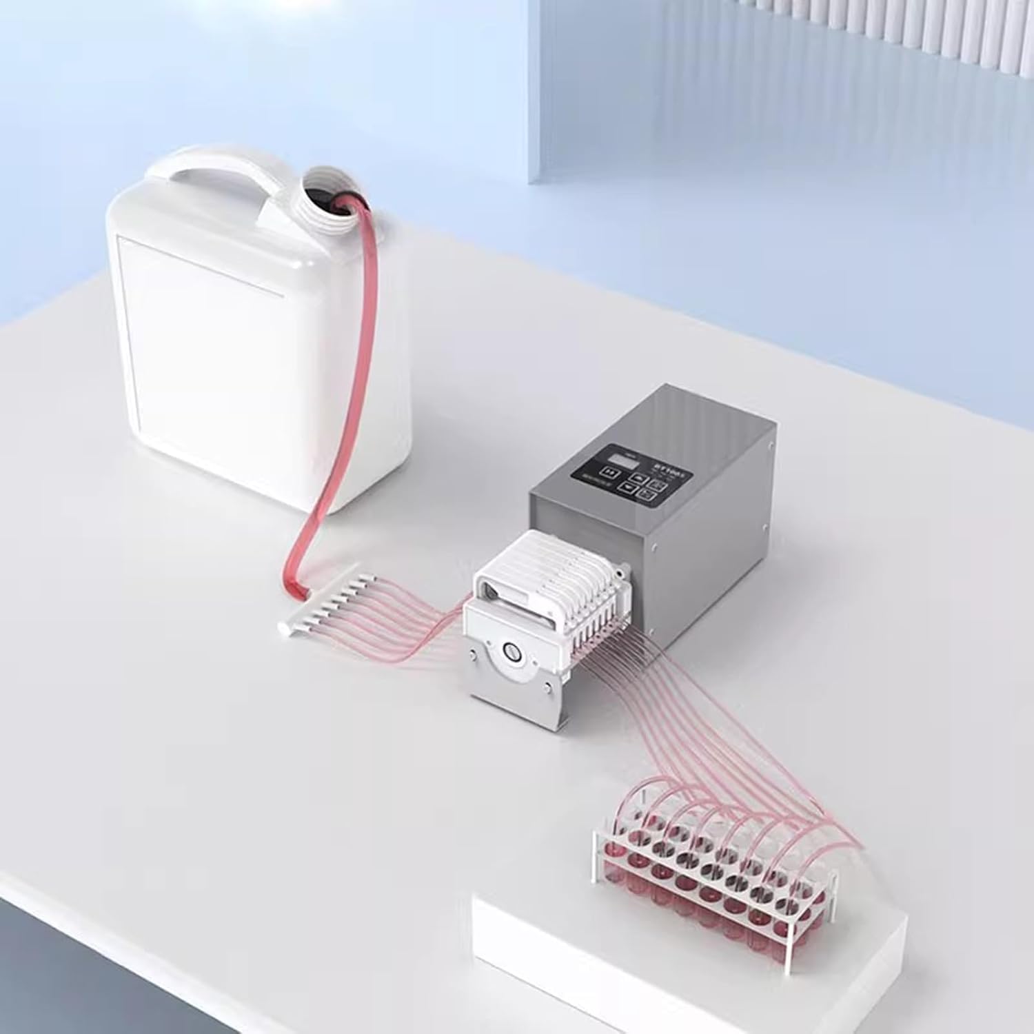 Bomba peristáltica de 8 canales, velocidad variable 0.1-150 rpm, caudal 0.0025-48 ml/min, ideal para dosificación de líquidos de laboratorio y aplicaciones de precisión
