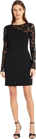 Donna Morgan Womens One Shoulder Illusion Floral Sequin Dress | Party Dresses for Women