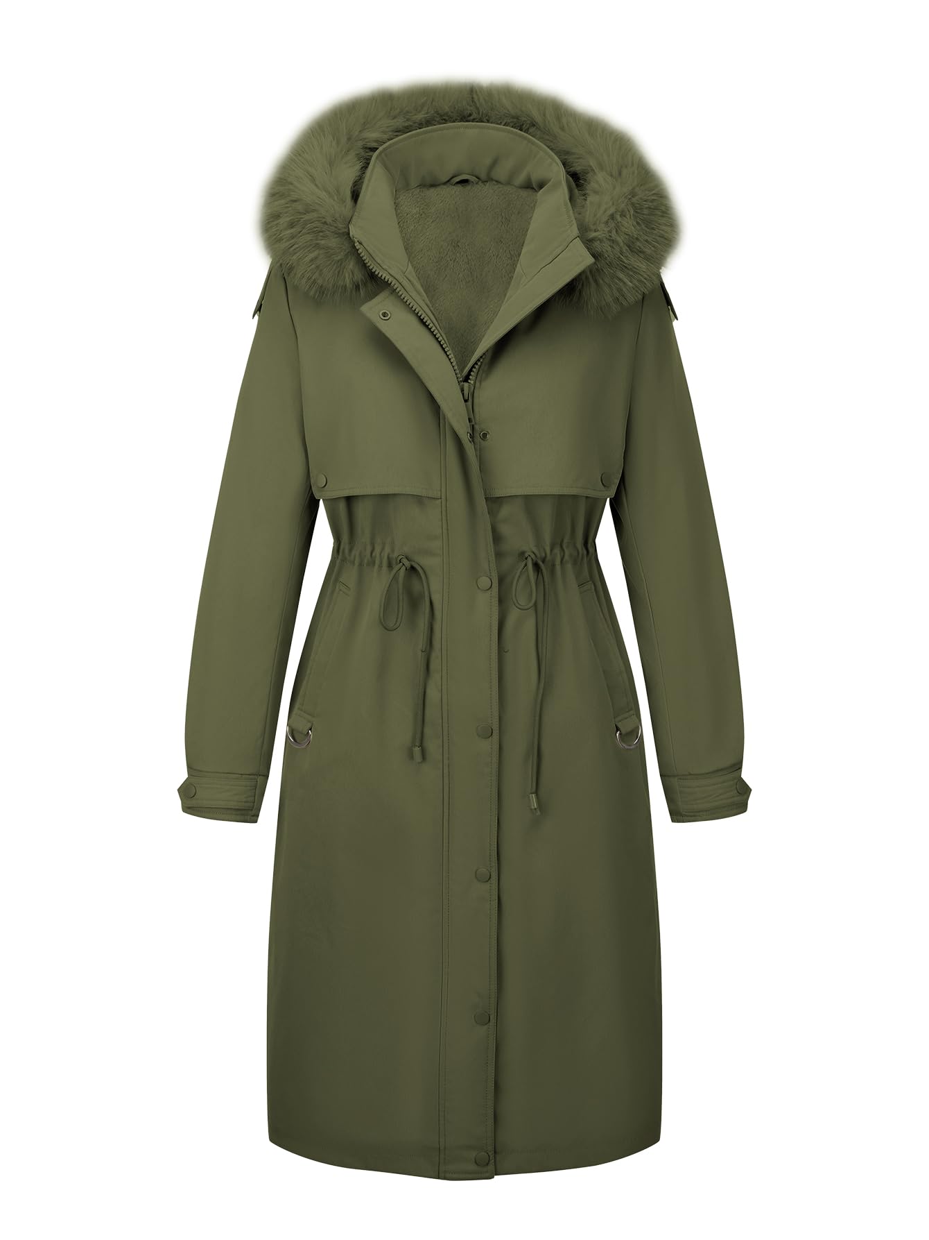 Giolshon Giacche reversibili da donna in pelliccia sintetica e lucida Piumino con cappuccio resistente all'acqua Lunghezza media
