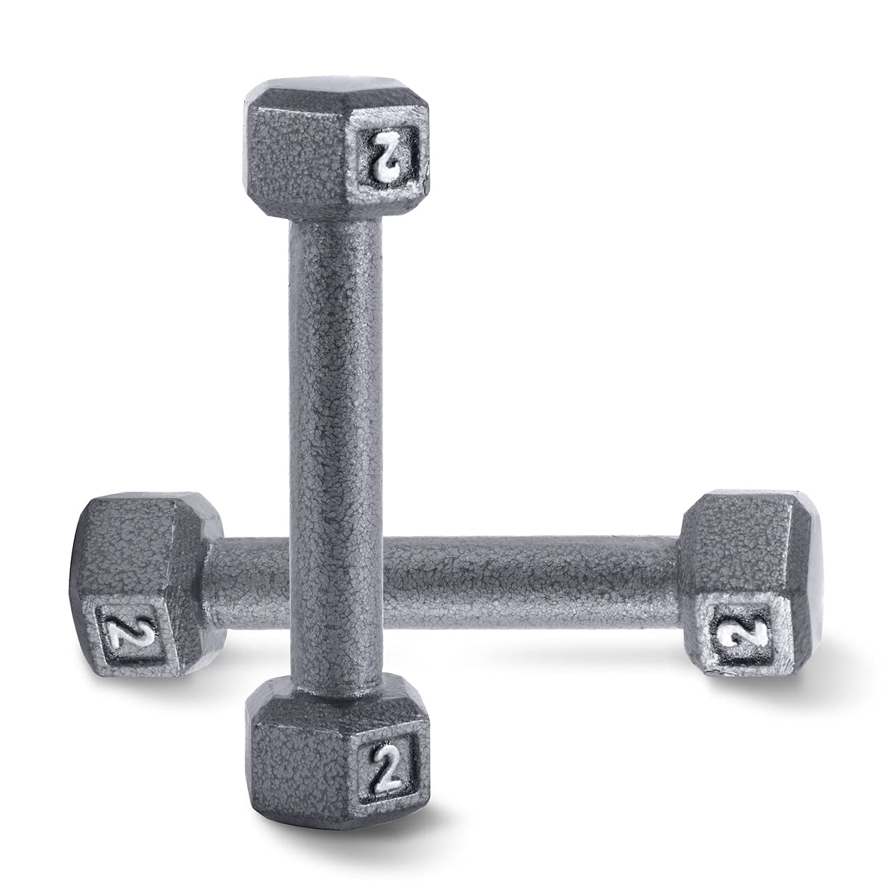 WF Athletic Supply Cast Iron Solid Hexagon Gray Black Dumbbells Strength Training Free Weights Set of 2 for