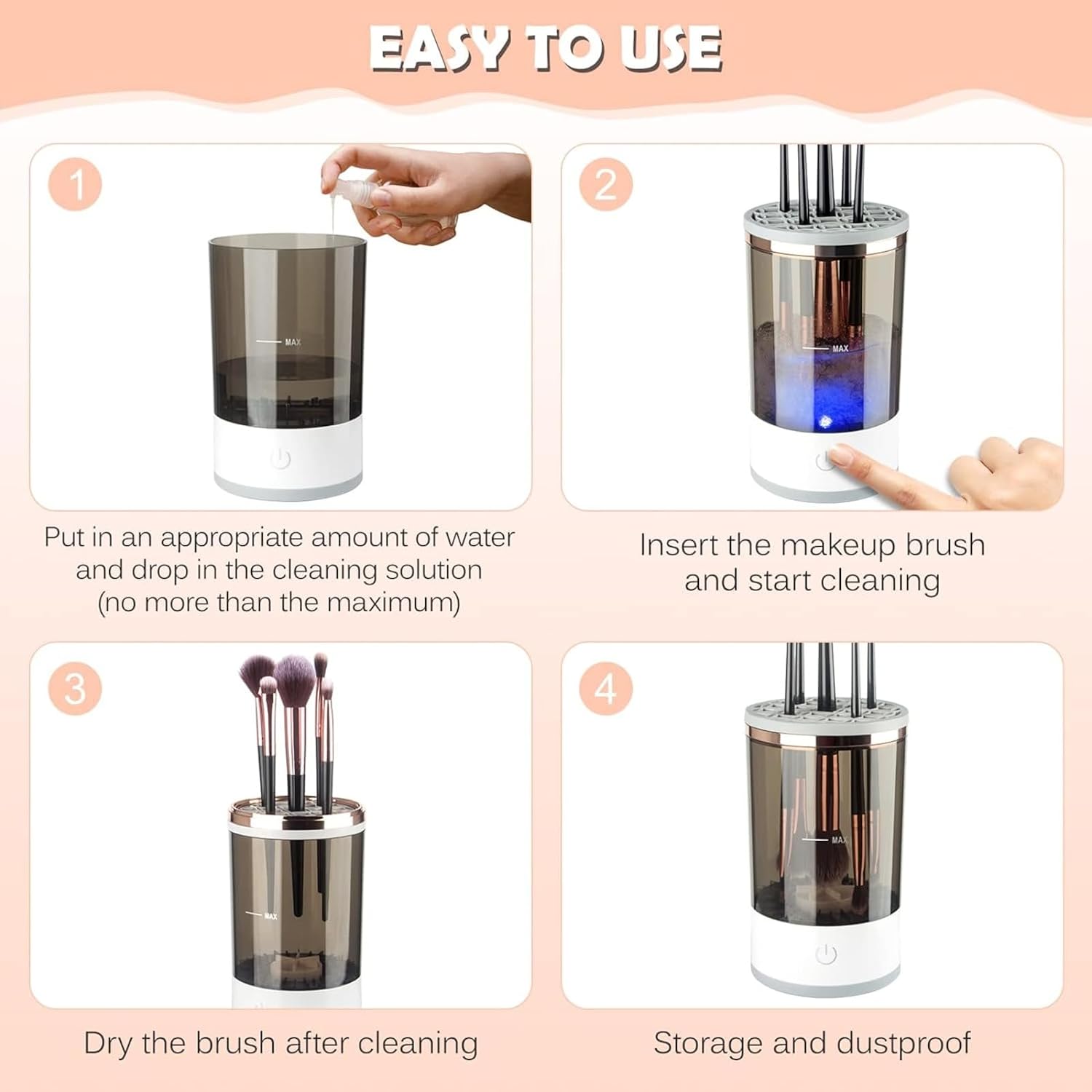Makeup cleaner, makeup cleaning machine, brush cleaner suitable for various sizes of makeup brushes, beauty tools, Valentine's Day gift for her.