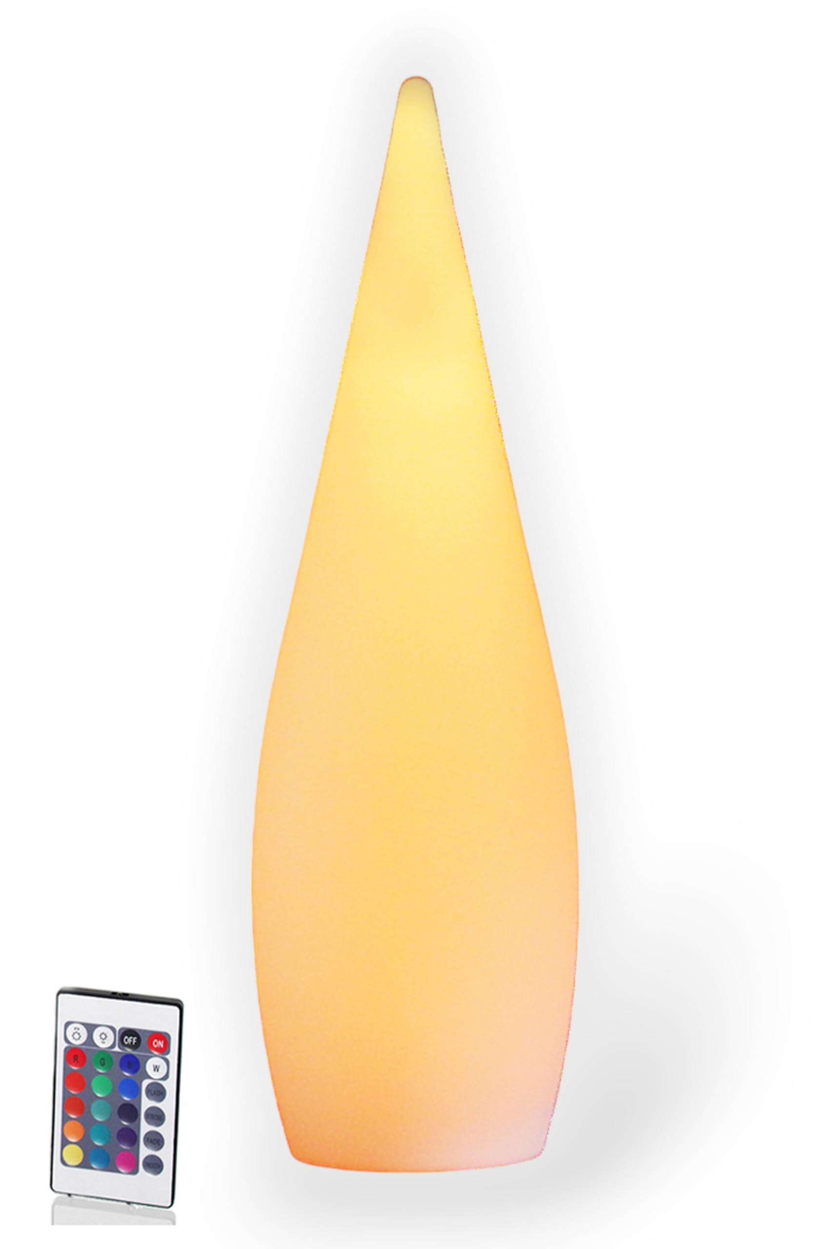 Arnusa LED Design Stehlampe 80 cm mit Akku & Fernbedienung, 16 Farben, dimmbar, IP65/IP44, moderne Kegel Lampe für Indoor & Outdoor