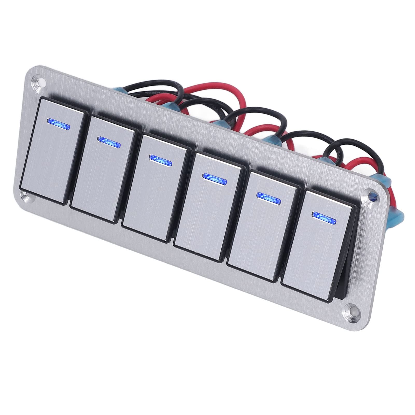 aqxreight Panel de Interruptores Basculantes de 6 Vías, 12V-24V, Aleación