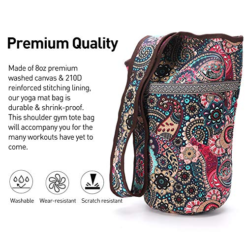 Tyuodna Yoga Mat Bag, Large Size Canvas Yoga Mat Bag, National Wind Yoga Mat Bag with Large Pocket & Zipper Pocket - Image 2