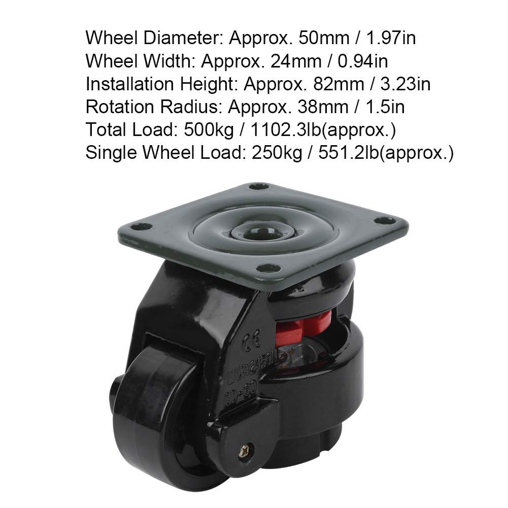 Ruedas Niveladoras GD-60F Bagima 4 Uds. Rueda de Ajuste de Nivel Industrial de Servicio Pesado 21x16x9