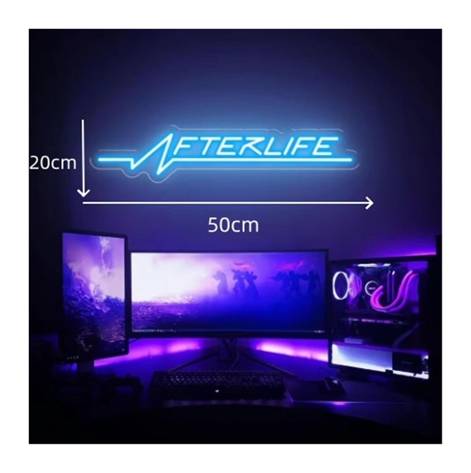 LED néon signe Enseigne Au Néon Afterlife Pour Décoration Murale, Idéale Pour Les Fans De Cyberpunk, Lampes Décoratives Pour Salle De Jeux, 50cmx20cm(UNE)