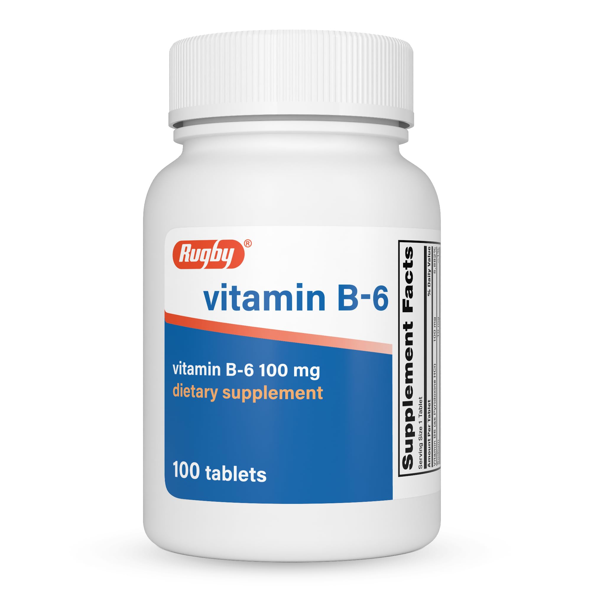 Δισκία Rugby Vitamin B-6 - 100mg βιταμίνης B6 - Συμπλήρωμα διατροφής - 100 Count
