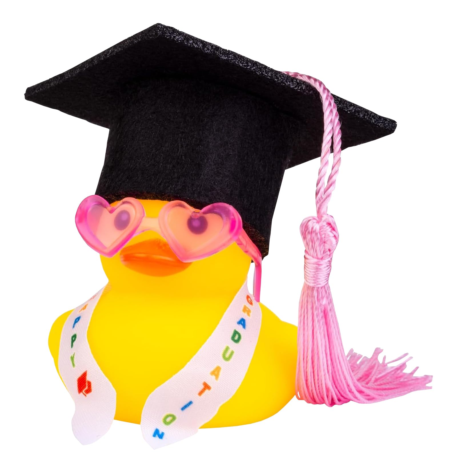 Patito de Goma académico con Diploma Mini Pato de graduación Congrats Grad Pato de Goma Regalos decoración del salpicadero del Coche Tarjeta de Felicitación Caja de Regalo (Rosa-Negro) — view 10