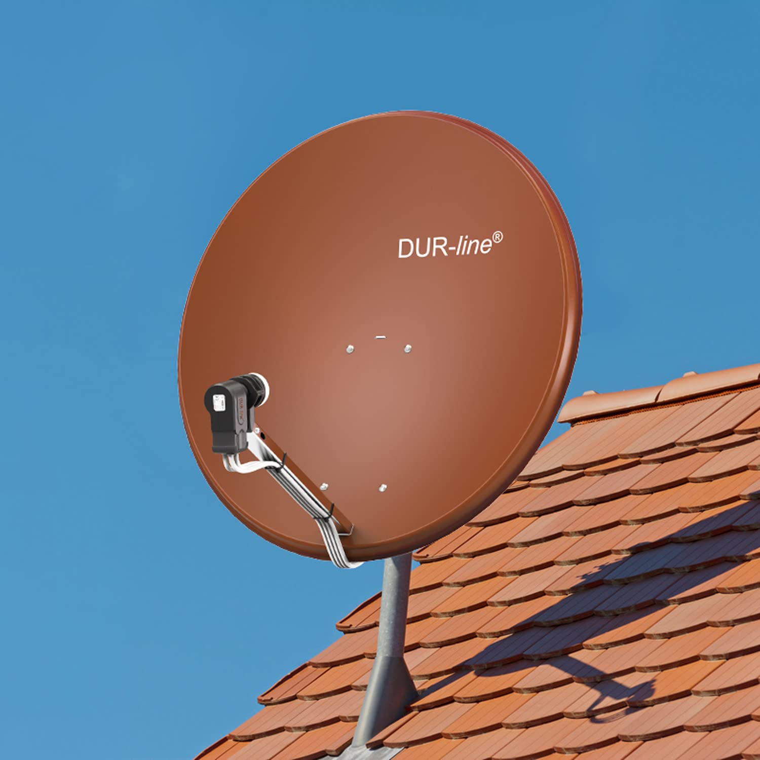 DUR-line MDA 60 Hellgrau - Digiatale 2 Teilnehmer Satellitenschüssel Komplett-Anlage mit +Ultra Twin - LNB [Camping, Astra 19,2°, DVB-S/S2, Full HD, 4K, 3D]