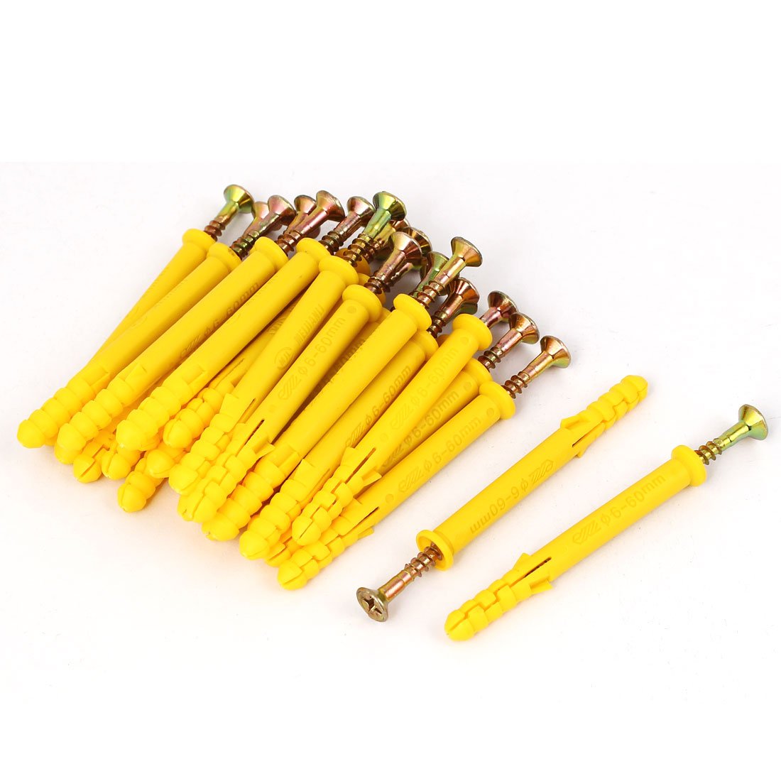 IIVVERR25pcs 6mmx60mm Plastic Frame Wall Expansion Anchor w Screws (25 unids 6 mm x 60 mm marco de plástico de expansión de pared ancla w tornillos