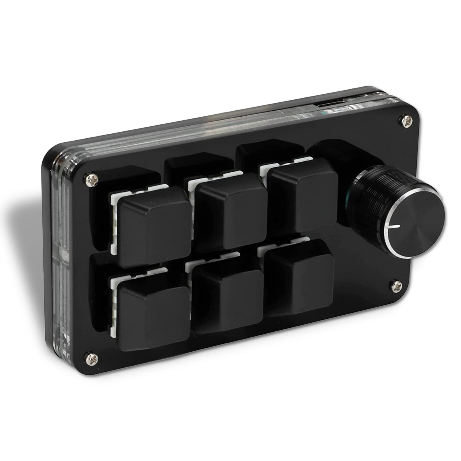 Yoidesu Mini clavier à 6 touches avec bouton, clavier macro programmable multifonctionnel, avec 6 touches entièrement programmables, clavier mécanique à faire soi-même pour jeu (noir)