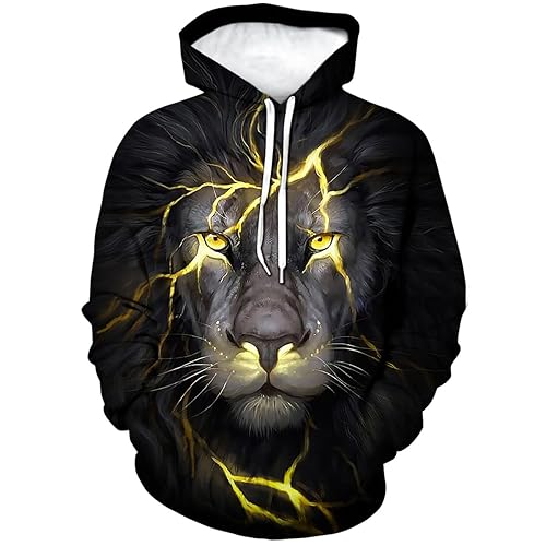 Lion Hoodie Animal 3D Pattern Sweatshirt Hooded Pullover with Pocket