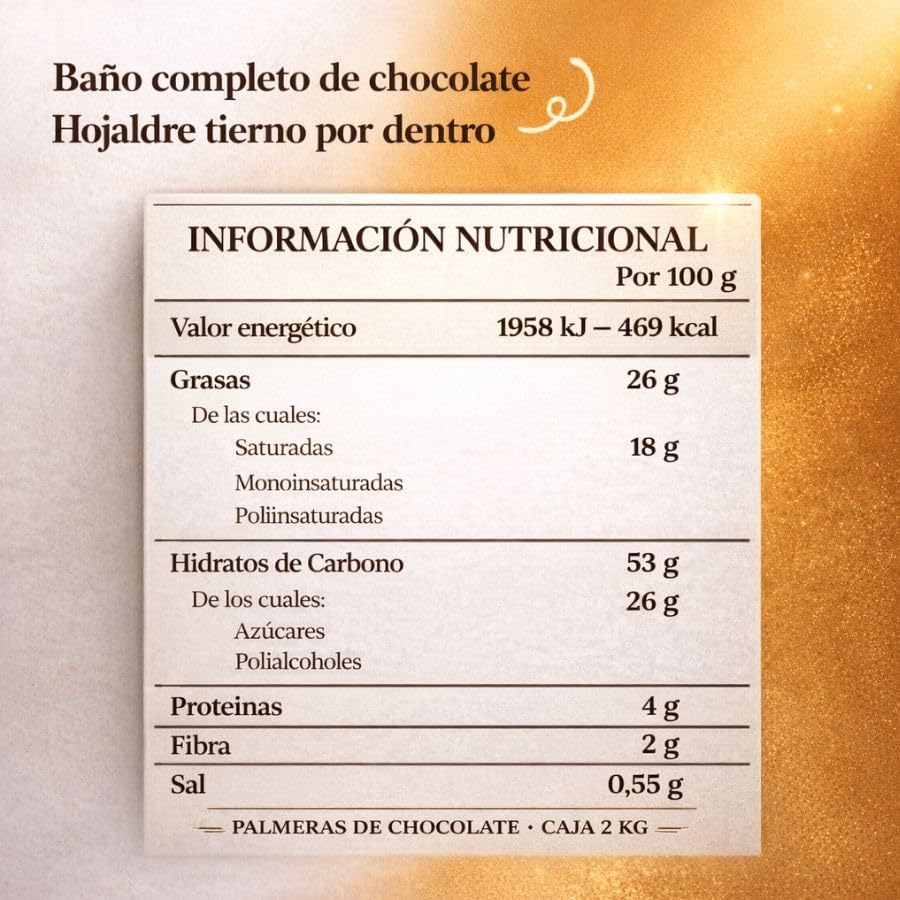 LaPasion | Palmeras de Chocolate – Palmera Tentación Deluxe | Caja 2 kg | – Hojaldre tierno con Cobertura al Cacao