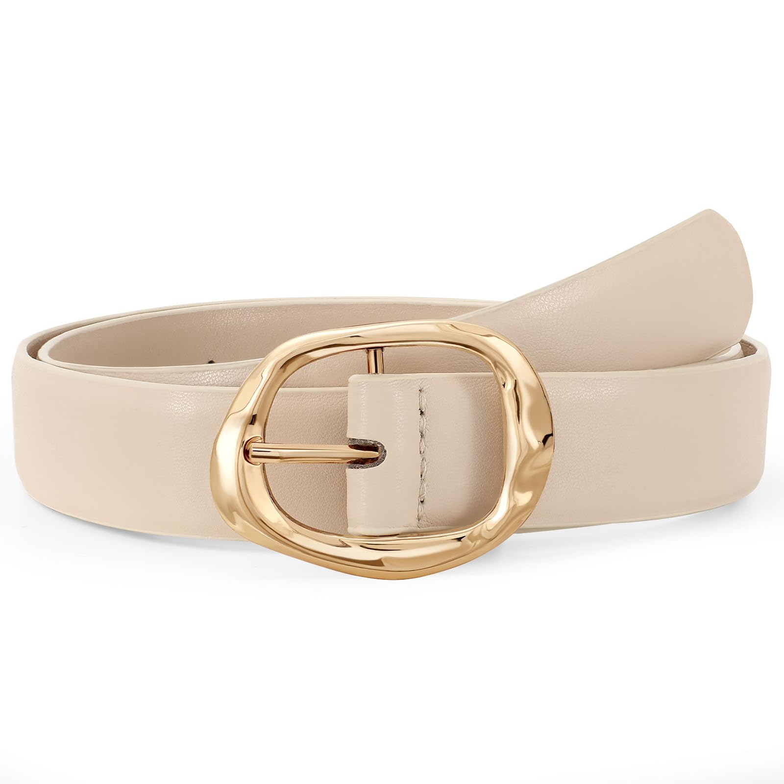 JASGOOD Women Leather Belt for Jeans Pants Ladies Casual Waist Belt Fashion Women Belt with Gold Buckle