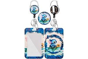 Cartoon Turtle Stitch Design Stitch Desk Badge Holder With Retractable Reel