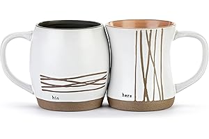 DEMDACO His and Her Black and Gold Hugging Coffee Cup Mug Set of 2