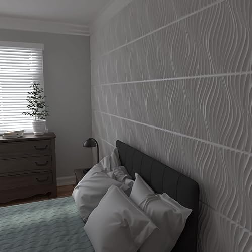 Miniatura 9 de Ekena Millwork WP20X20BWWH 19 5/8 pulgadas de ancho x 19 5/8 pulgadas de alto Billow EnduraWall Decorativo 3D Panel de pared cubre 2.67 pies
