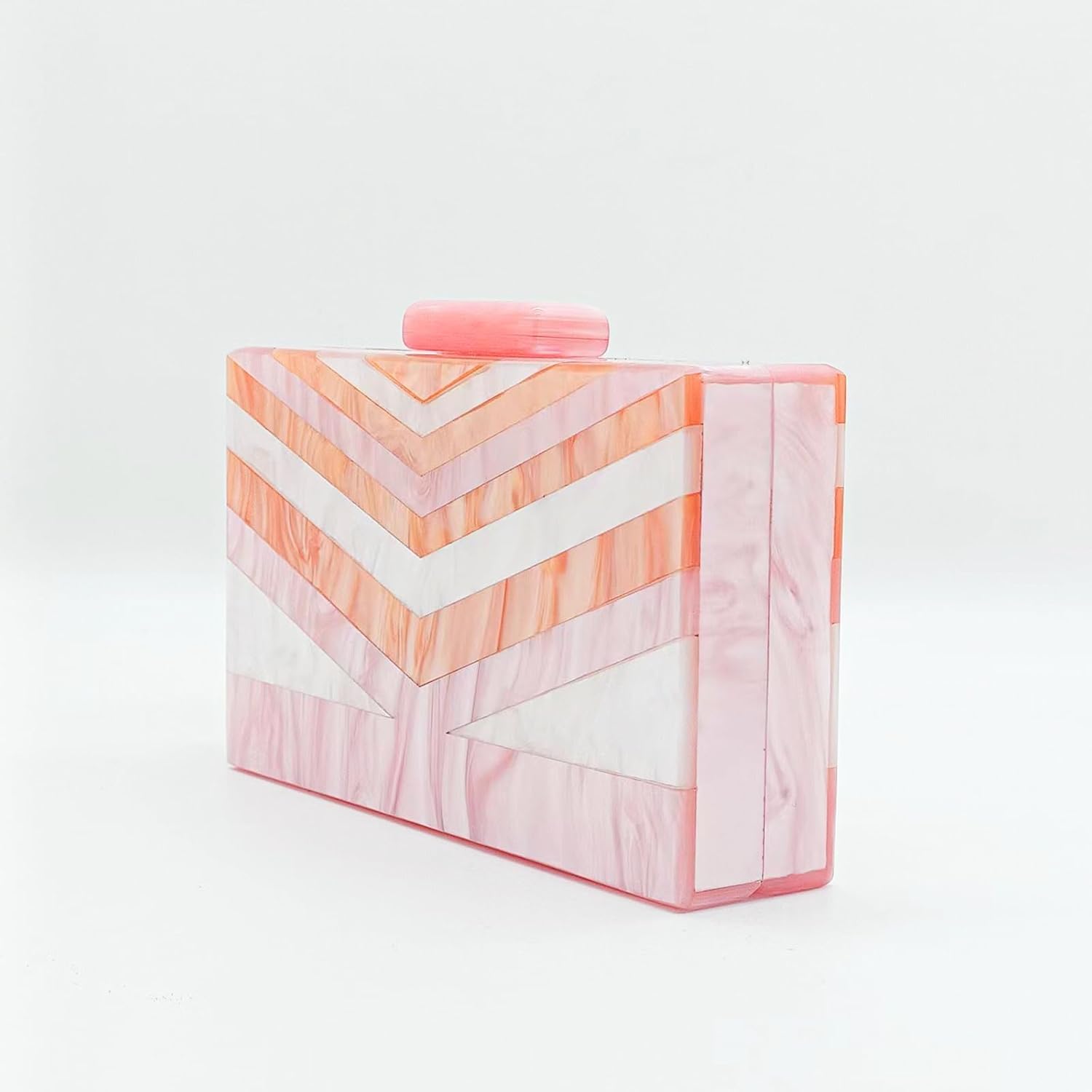 Acrylic Evening Bag, Clutch Purses for Women, Colorful Geometry Motifs Crossbody Bag for Wedding Party(Pink) - Image 7