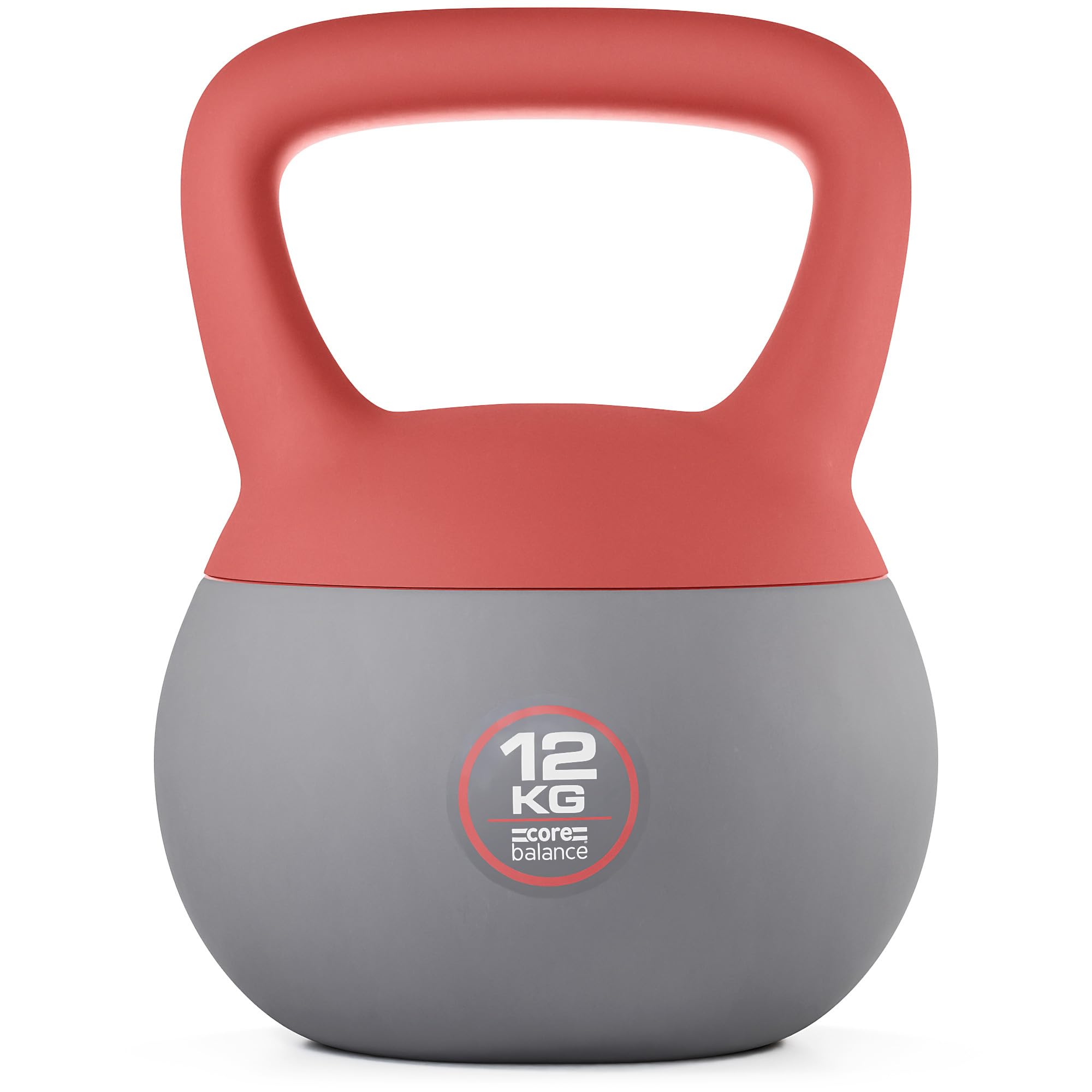 Core Balance Soft Kettlebell 12kg, Soft-Touch PVC with Iron Sand Filling, Reduces Impact & Noise, Wide Ergonomic Handle, Anti-Slip Base, For Home Gym Fitness, Cardio & Strength Training