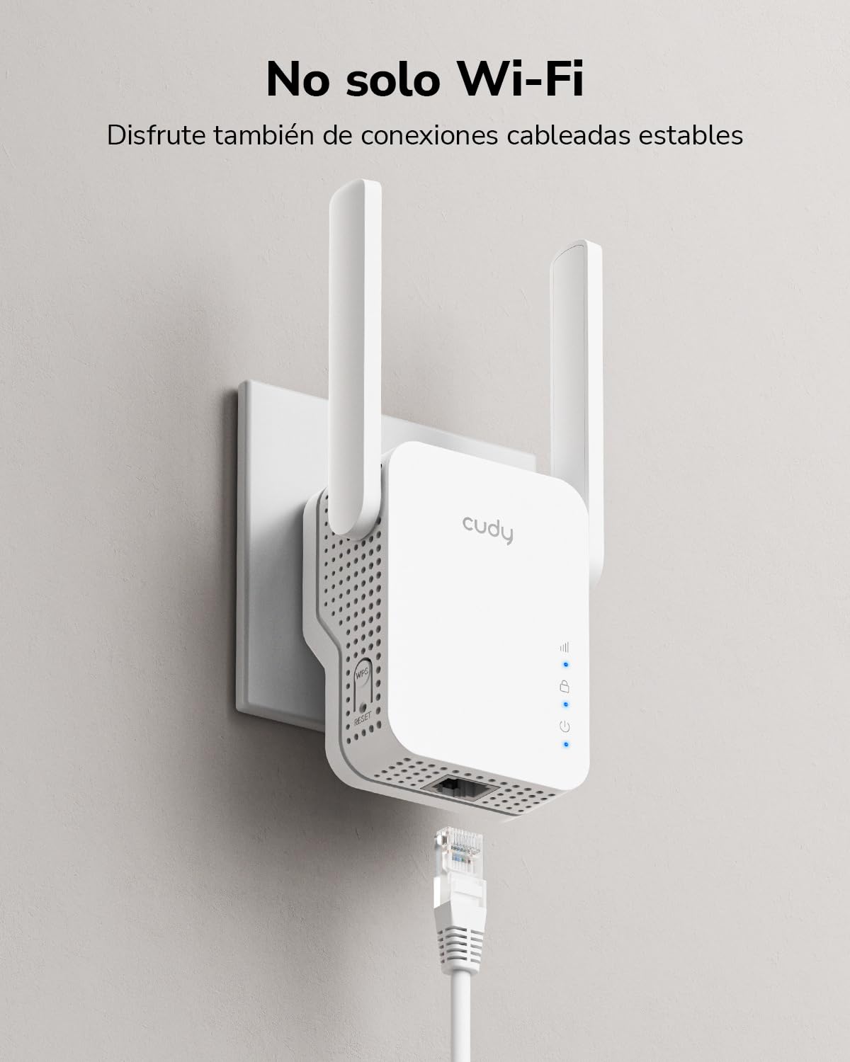 Cudy AC1200 Mesh- Repetidor de WiFi Mesh1200Mbps 5GHz/2.4GHz, Amplificador WiFi Extensor con Enchufe, Indicador de Señal, Antenas Internas, Blanco RE1200