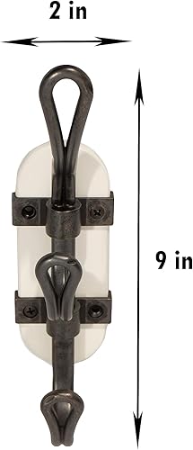 Miniatura 4 de FantasHome - Gancho giratorio de pared de 9 pulgadas con 3 ganchos, color blanco y negro