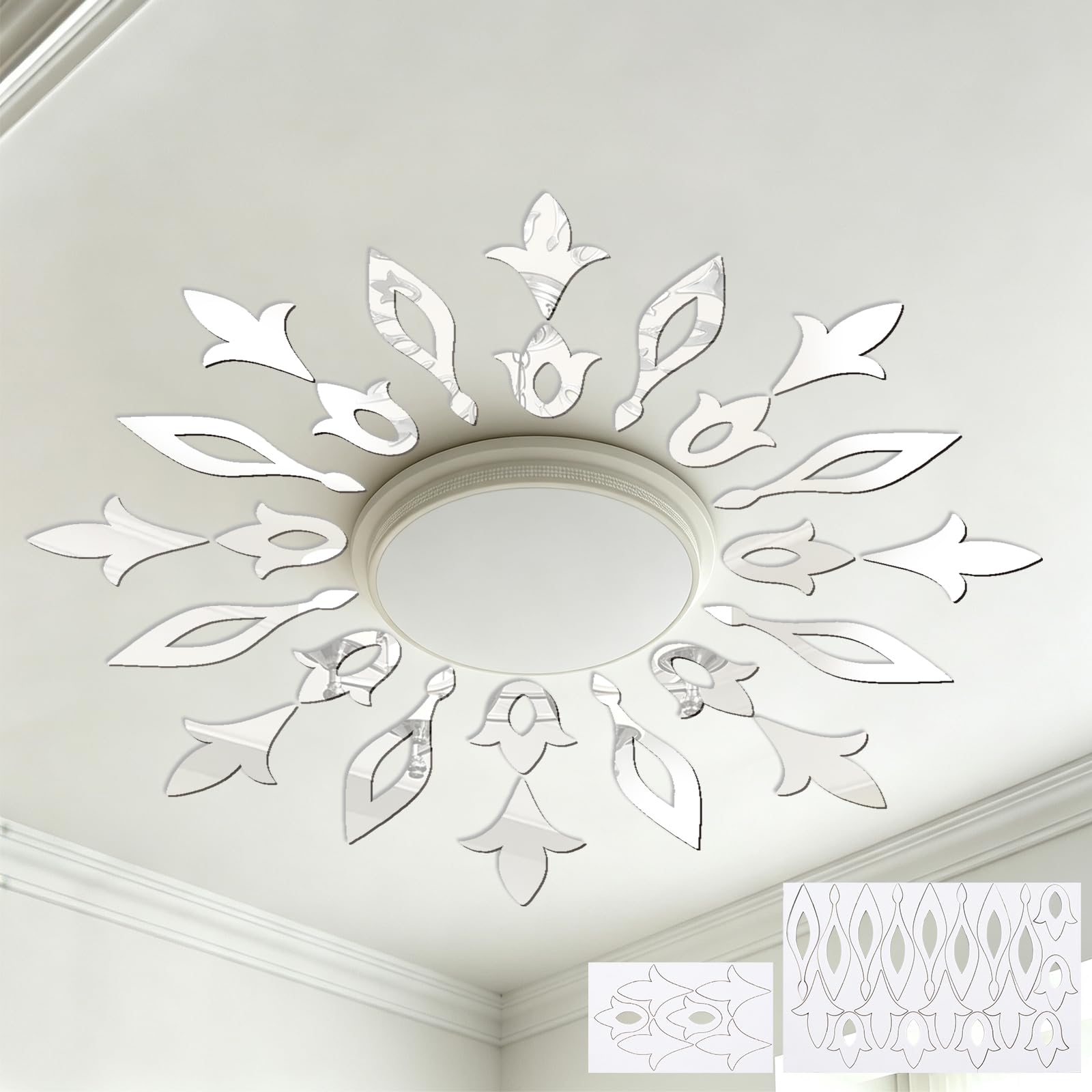 INCREWAY 1Pack Black Split Lighting PU Ceiling Medallion Cover Plate Ceiling Fan Medallion Home for Light Fixtures Ceilings Light Trim, 12 Inch OD x 5.3 Inch ID — Amazon image 22