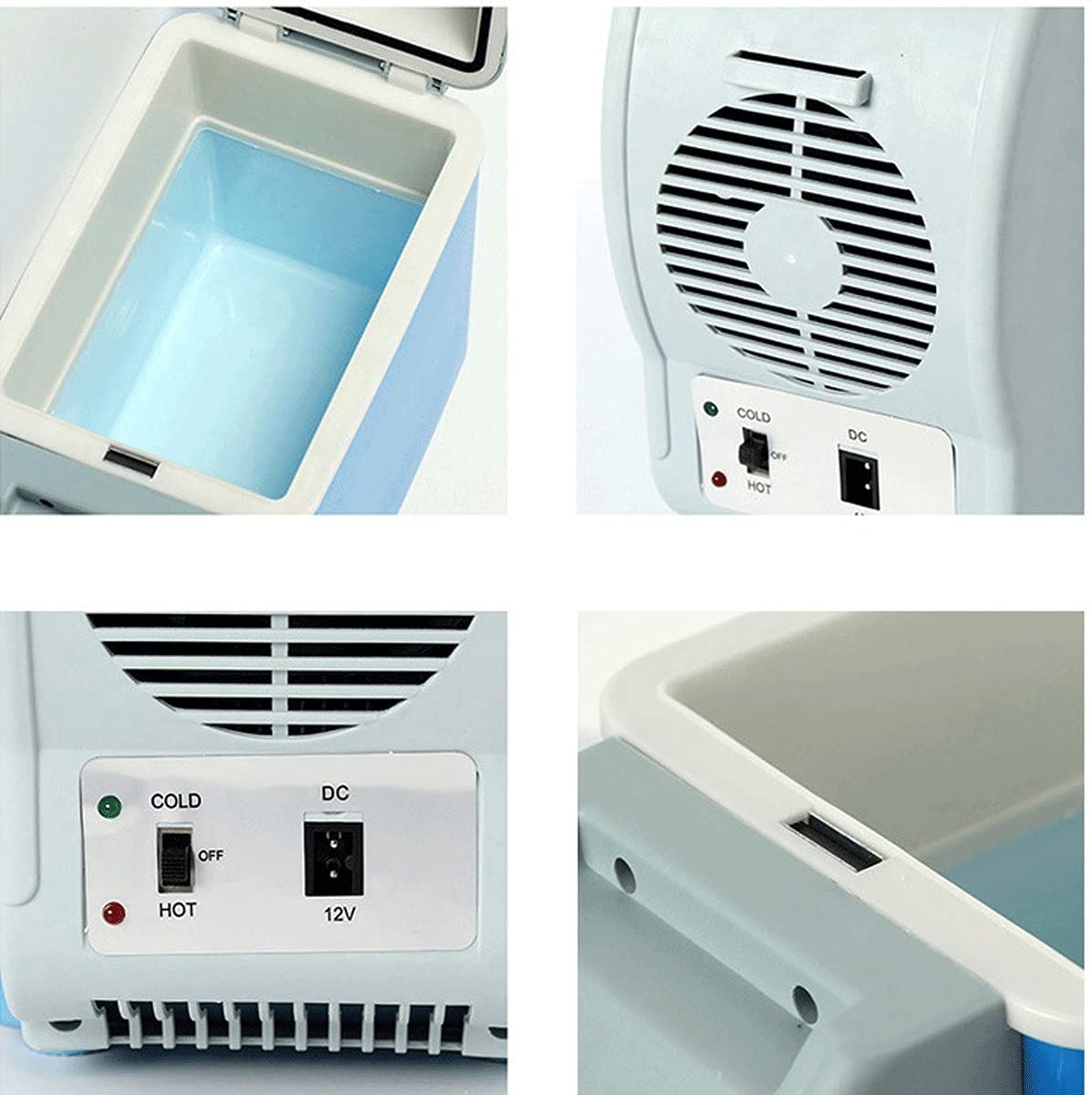 Mini refrigerador portátil para coche de 7,5 L, con calefacción y refrigeración, 12 V, ideal para camping, viajes y uso doméstico (color: azul, tamaño: 32,7 x 30,5 x 18,2 cm)