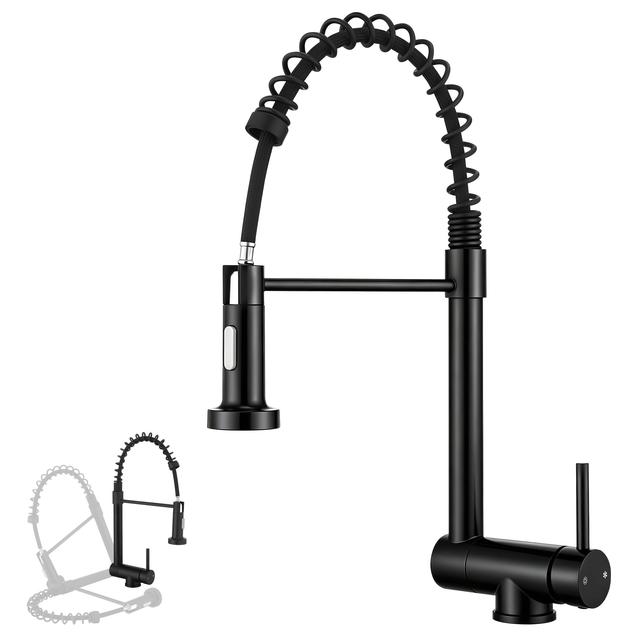 HOMELODY Wasserhahn Küche Schwarz Ausziehbar für Vorfenster