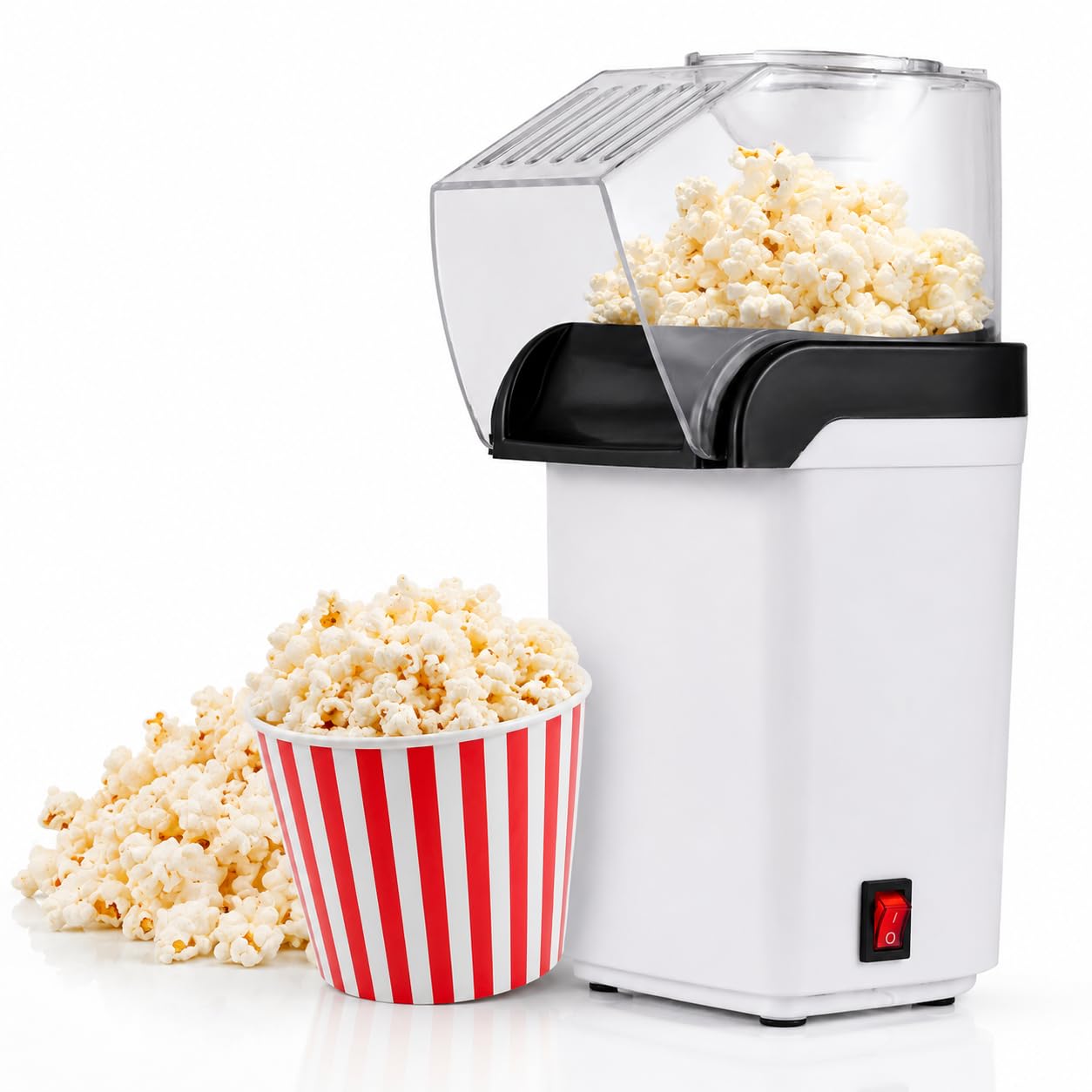 Drumstone 𝐄𝐯𝐞𝐫𝐲𝐝𝐚𝐲 𝐄𝐬𝐬𝐞𝐧𝐭𝐢𝐚𝐥𝐬, 𝟏𝟓 𝐘𝐞𝐚𝐫 𝐖𝐚𝐫𝐫𝐚𝐧𝐭𝐲, 1200W Oil Free Popcorn Maker, Hot Air Popcorn Machine, Compact White Popcorn Maker for Home Kitchen-picture-29