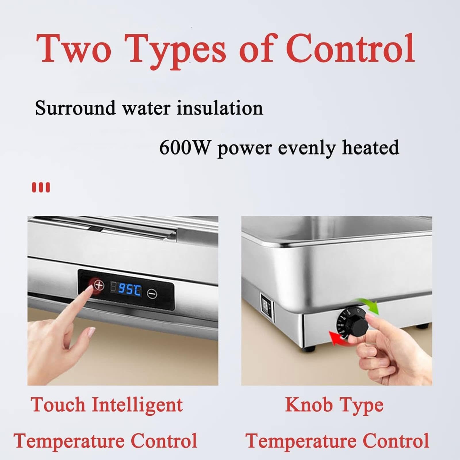 Scalda-zuppe da Tavolo a Doppia Testa per Buffet, in Acciaio Inox, con Display Digitale E Temperatura Regolabile (Touch Without Stand)