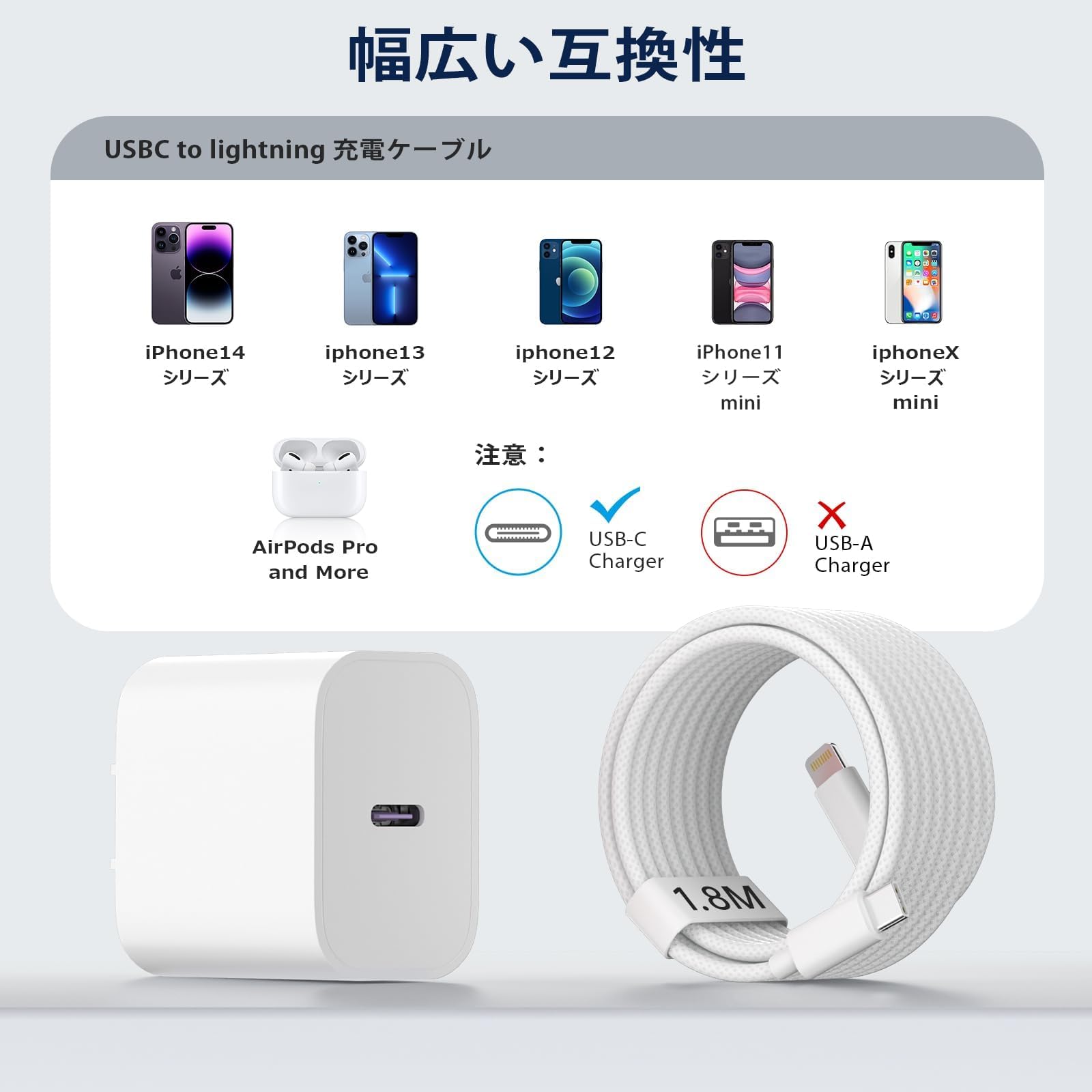 Amazon | 【編み込み式純正ケーブル付】for-iPhone-充電器-純正 20W PD