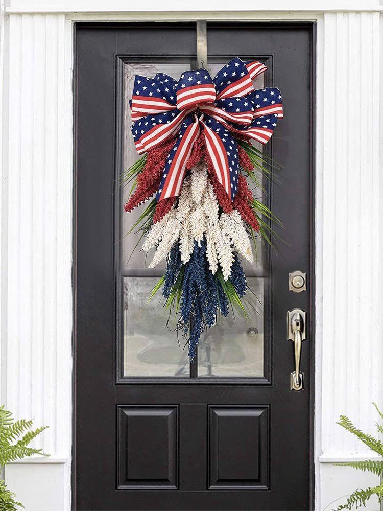 Couronne De Bienvenue Patriotique USA - Drapeau Américain Rouge Blanc Bleu