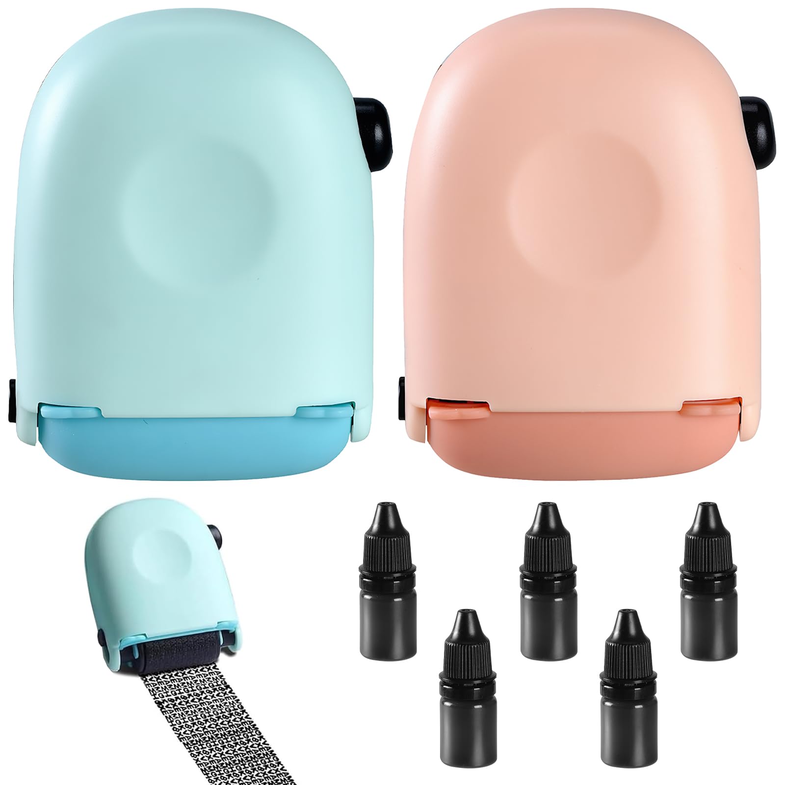 Uoxmiy Blue/Pink 2 Pcs Data Defender Roller Stamp Reusable Confidential Roller Stamp, Quick-Drying Address Blocker Stamps With 5 Confidential Ink Refills(&Pink)