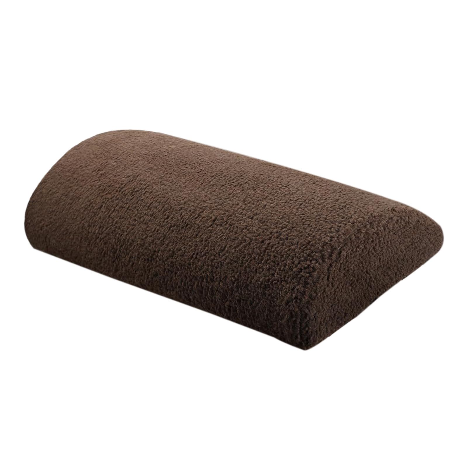 Porceosy Recliner Foot Cushion, Memory Foam Bolster Leg Rest Cushion Half Roll Sherpa Footrest Pillow with Elastic Straps for Bed Chair Sofa Brown