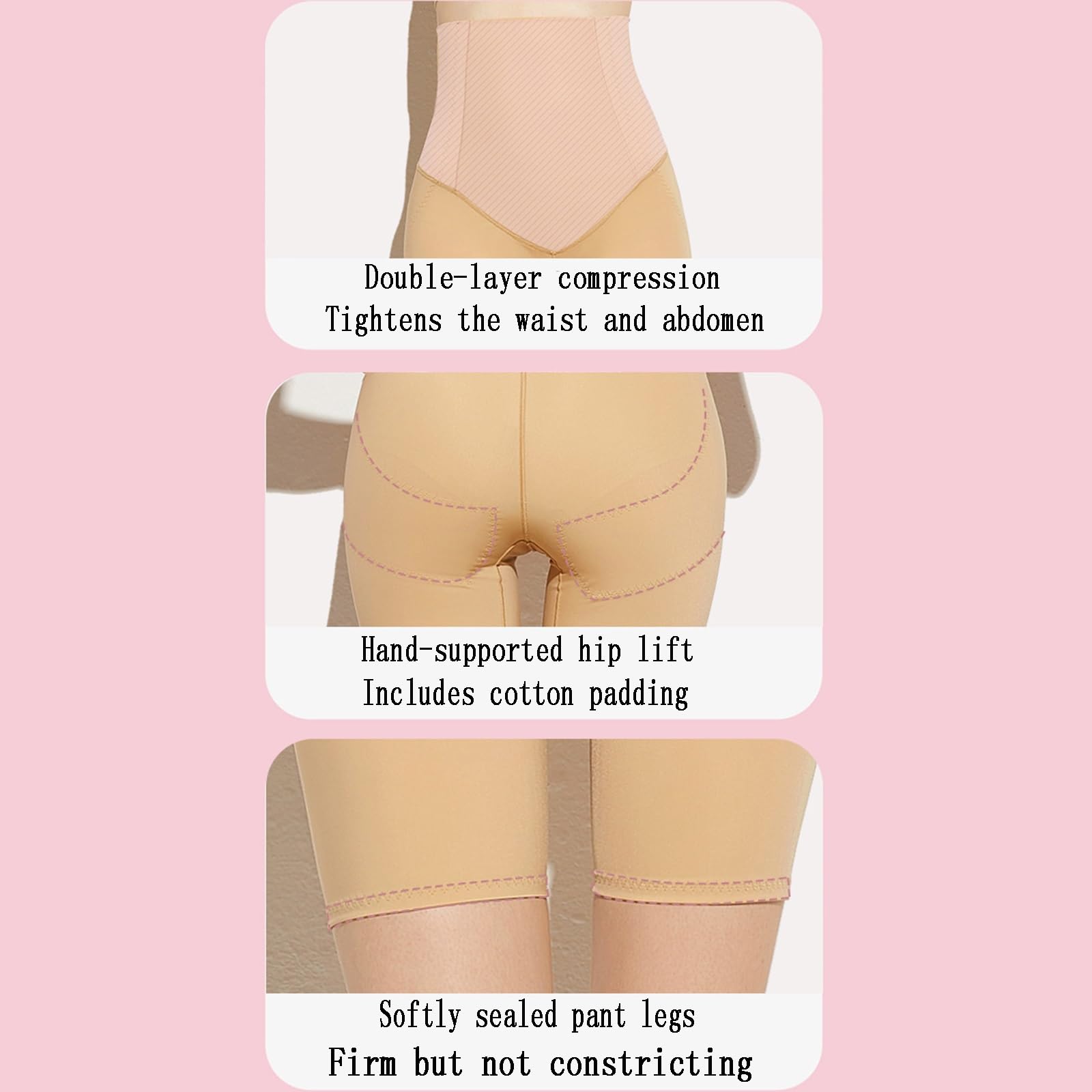 Faja Moldeadora para Después De La Liposucción, Doble Capa, Borde Suave En Las Piernas | Costuras que realzan el trasero,Forma uniforme,Borde suave,Cintura ancha para evitar que se enrolle