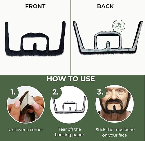 Miniatura 4 de Bigotes autoadhesivos novedad barba falsa pelo falso facial accesorio de disfraz para adultos