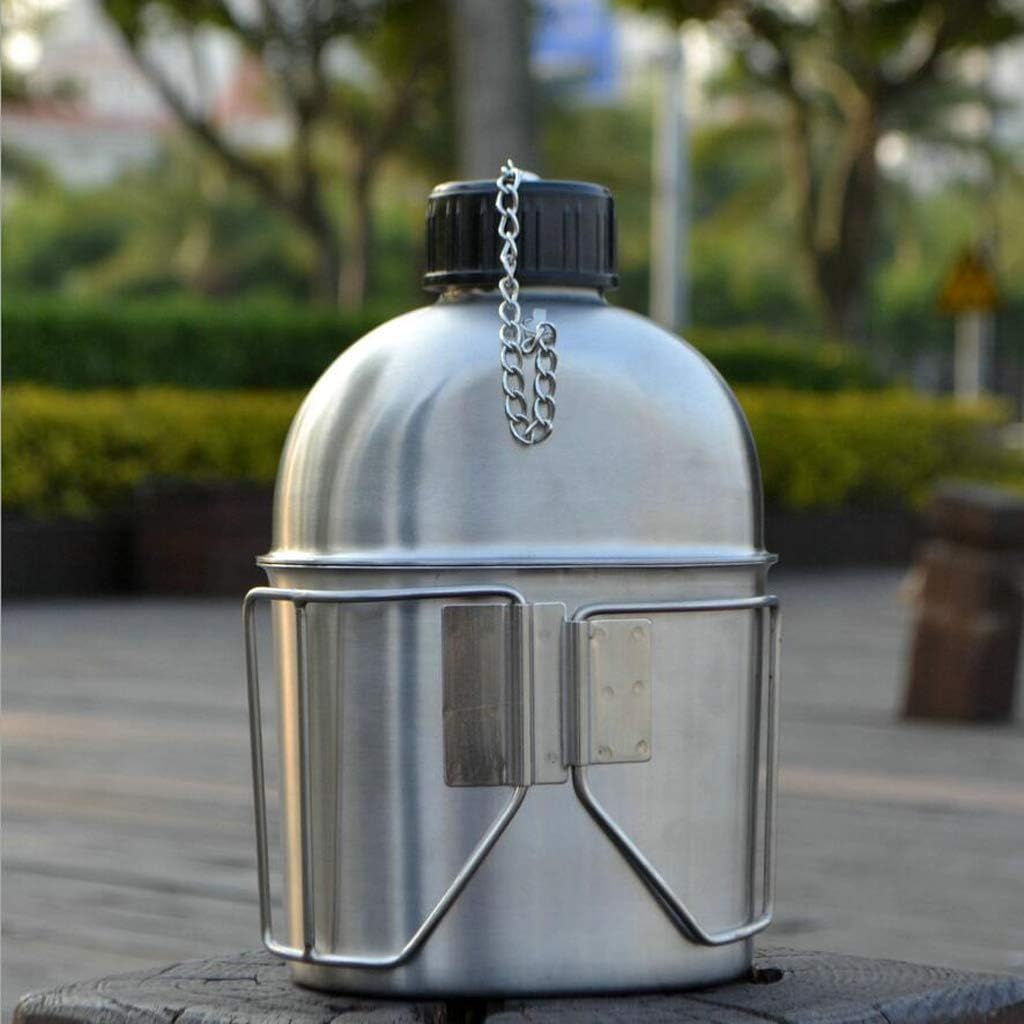 Stainless Steel Camping Cup & Kettle Set, 1L (34 fl oz) Pot with Lid, Outdoor Cooking for Hiking Backpacking