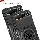 AELVOUX Tecno Spark 50 5G Back Cover | Armor Camera Slider 360 Degree Rotating Finger Ring Holder Case with Bracket Stand Back Case Cover (Compatible with MagSafe Accessories) (Black) gallery image