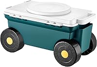 VEVOR Rolling Garden Scooter Seat with Storage Bin, 275 lbs Capacity, 2-in-1 Gardening Stool Cart for Weeding, Planting & Yard Work