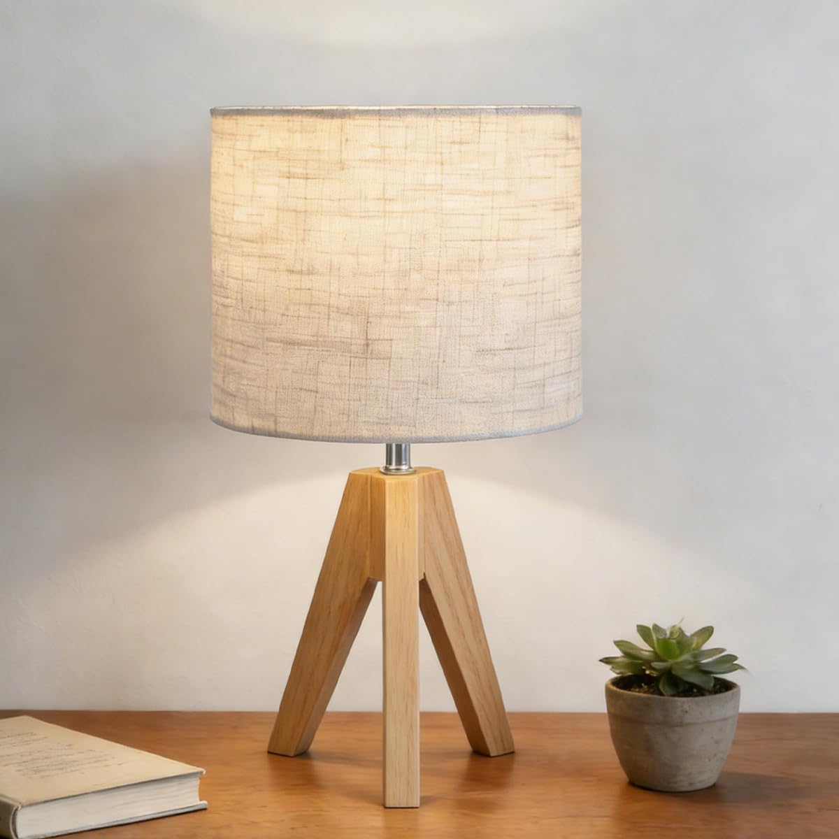 Tripod Table Lamp Small Bedside Night Stand Lamp with 3 Colors Decorative Lamp for Bedroom Nursery Living Room