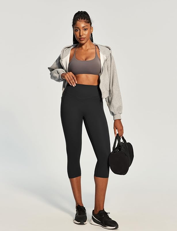 Compression Capri Leggings for Women Tummy Control Yoga Pants with Pockets image 3