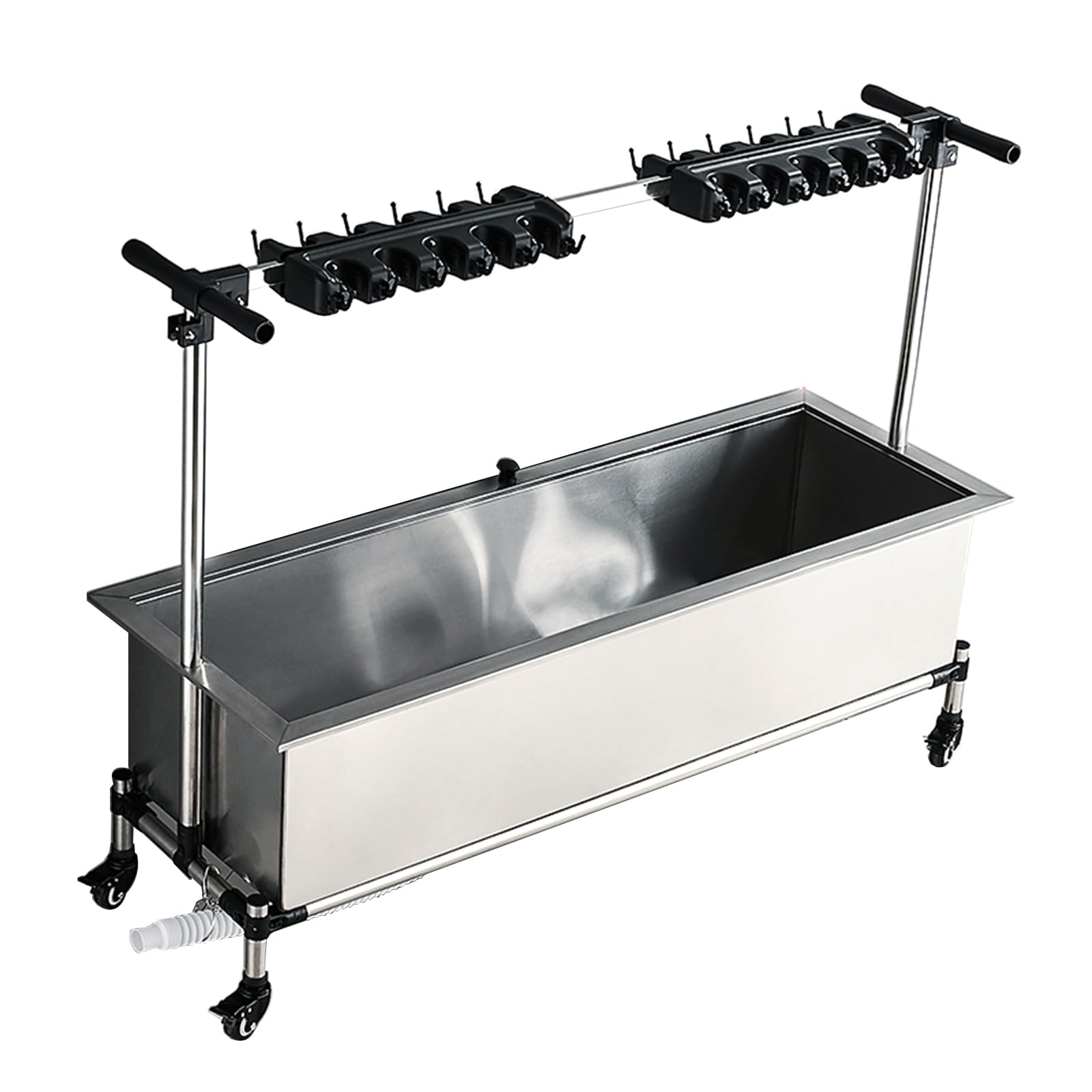 asdchZen Janitorial Cart,Mobile Mop Sink, Stainless Steel Utility Sink With Wheels, Utility Mop Bucket, Janitorial Cart Housekeeping Cart Cleaning Cart On Wheels,21 Slots and 24 Hooks