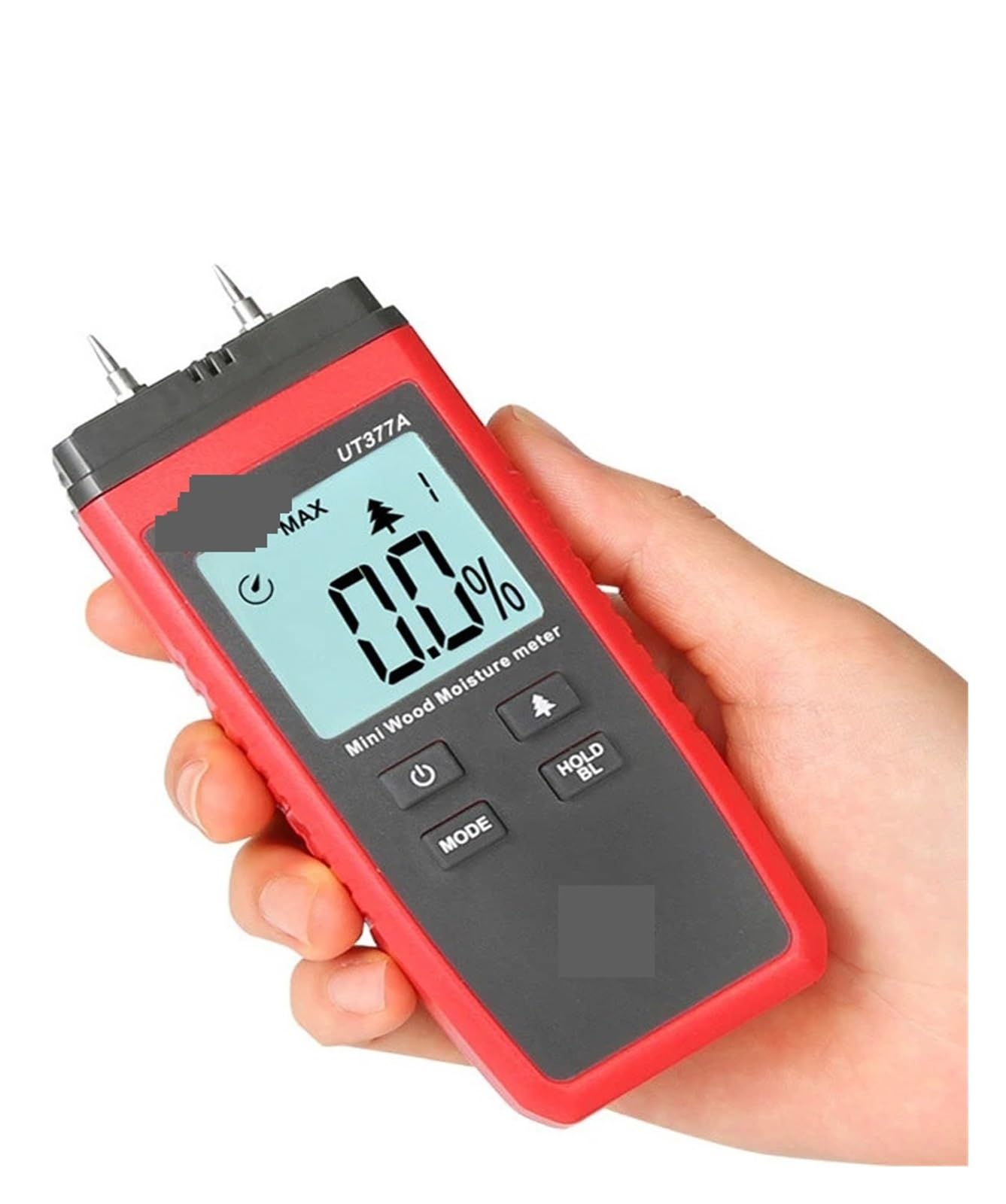 Tester wilgotności, UT377A cyfrowy miernik wilgotności drewna higrometr Tester wilgotności do sklejki papierowej materiały drewniane podświetlenie LCD,Higrometr