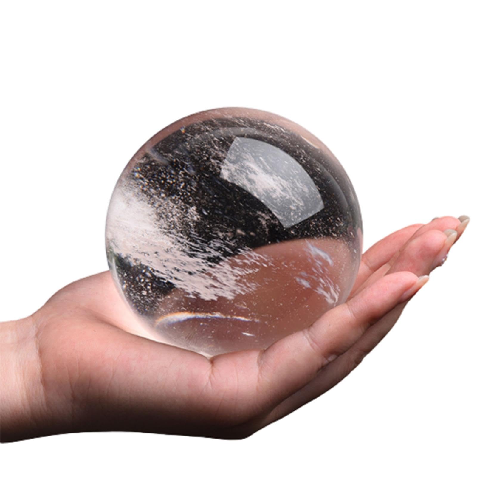 BJXKHFPIV Clear White Crystal Ball, Crystal Sphere Crystals Stone Polished Crafted Gemstones for, Witchcraft Halloween,Home Decorations,12cm