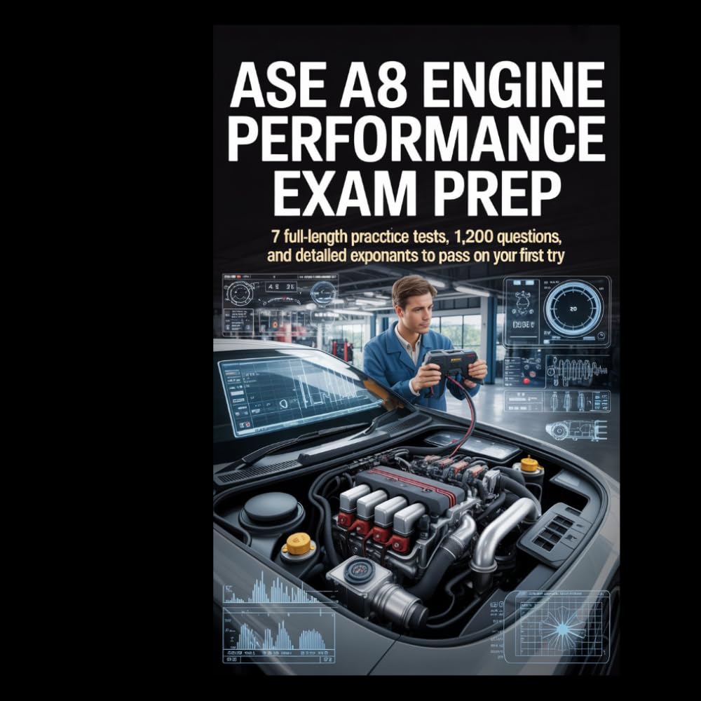 ASE A8 Engine Performance Exam Prep: 7 Full-Length Practice Tests, 1,200 Questions, and Detailed Explanations to Pass on Your First Try