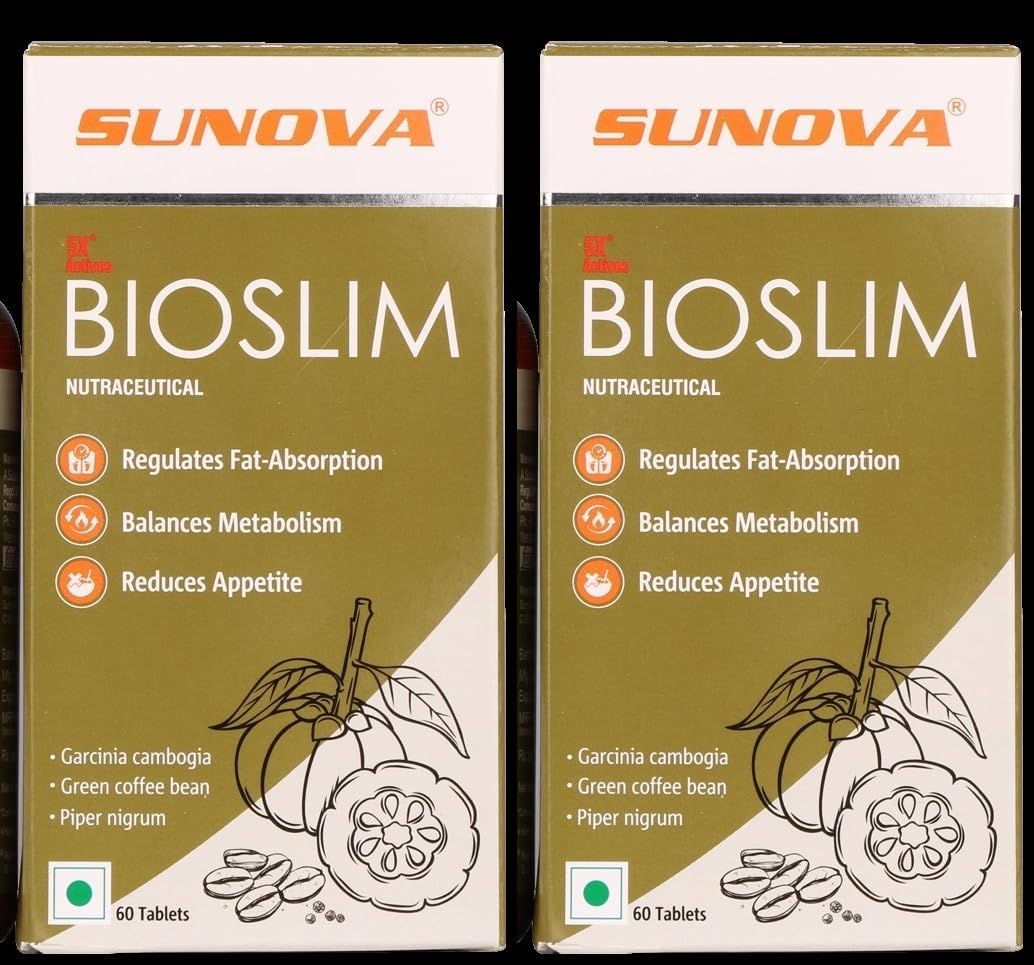 Bioslim Fat metabolism Tablets, Weight Management Formula Made of Garcinia Cambogia and Green Coffee Bean Extracts, Regulates Fat-Absorption AND Balances Metabolism, 120 Tablets, Pack of 2