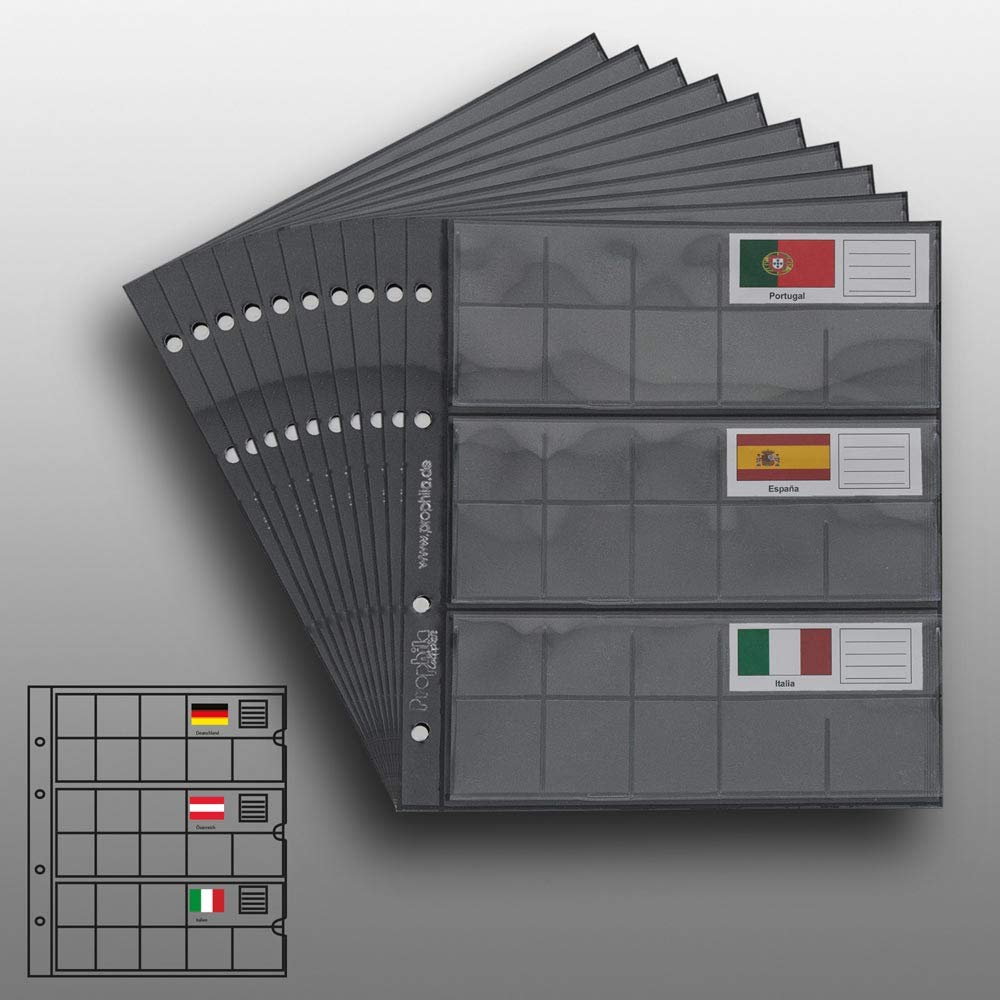 10 Small Prophila Coin Sheets for Euro Coins with Flags Cards