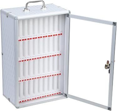 cadciehe Cell Phone Locker Cabinet, Aluminum Alloy Pocket Chart Storage Locker, Wall-Mounted Cell Phones Storage Cabinet with Handle and Safety Lock for Office, Classroom, Gym 36 Slots