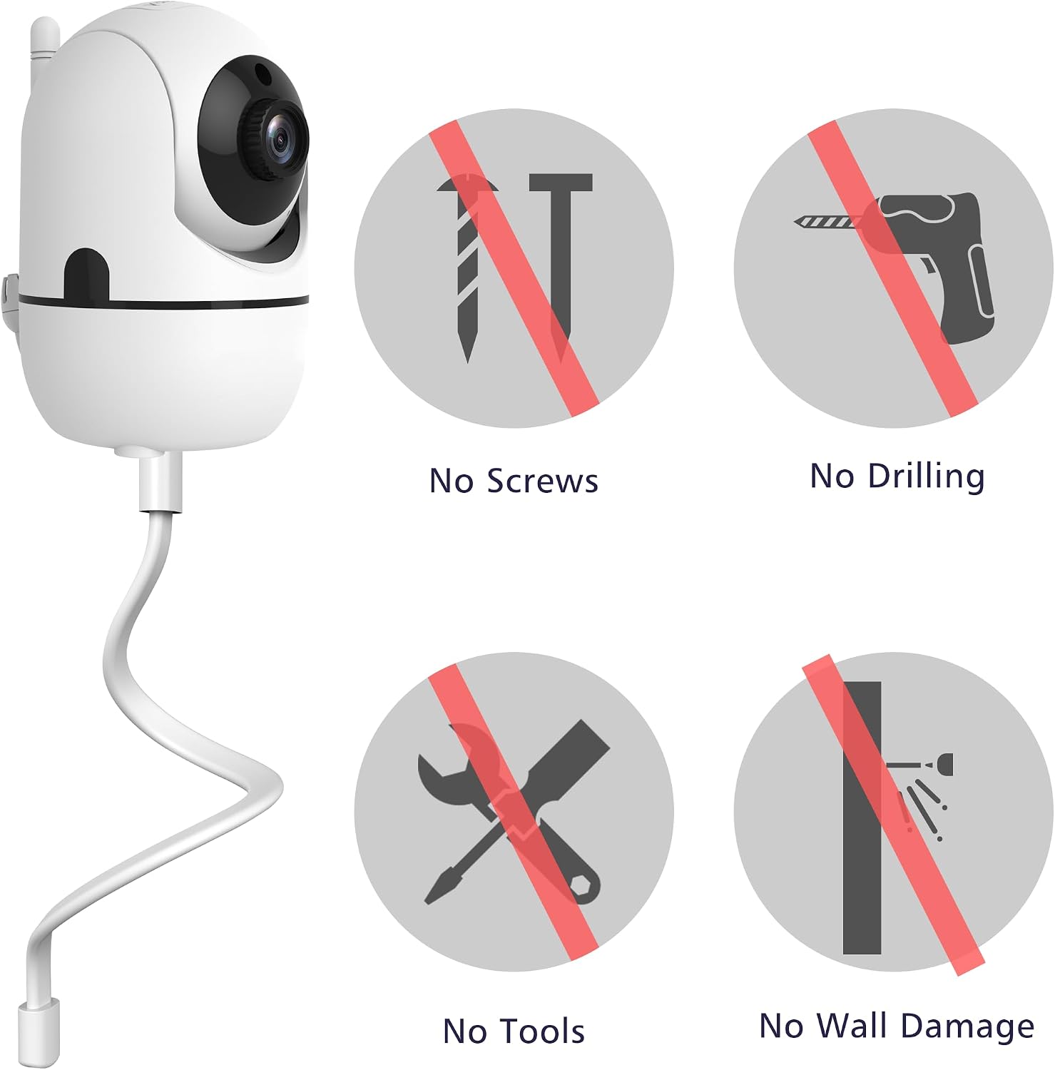 Baby Monitor Mount for HB6550/ HB65/ HB6339/ HB40/ HB6081/VTimes/OKAIDI/Firskids/iFamily/UKSUP/ANMEATE SM935E, Universal Baby Camera Holder, Baby Monitors Holder for Crib Baby Camera Stand