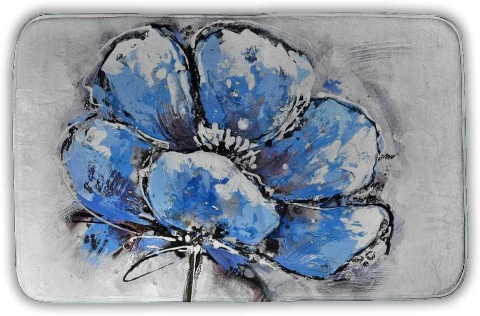 Begin Home Decor 5930-2134-FL27 21 x 34 in. Abstract Blue Petals - Floral Bath Mat for Living Room Decor